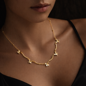 delicate-gold-floral-link-necklace-with-butterfly-accents