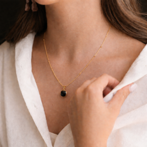 Black Stone Pendant Necklace