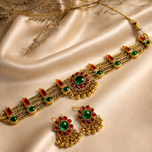 emerald-ruby-antique-chandbali-earrings