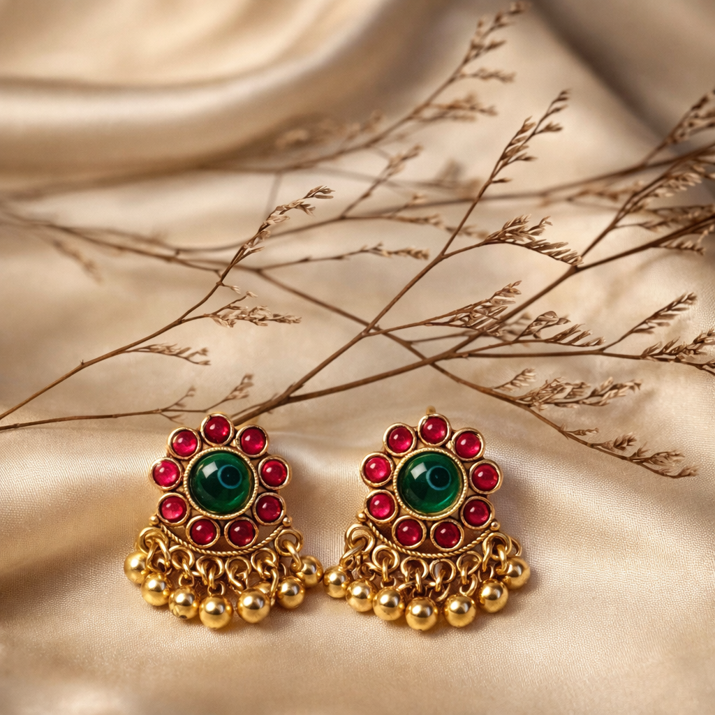 Emerald Ruby Chandbali Choker - Image 2