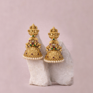 Lakshmi Temple Jhumka with Pearl Drops