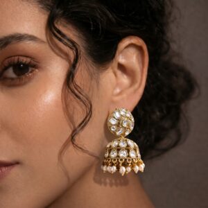 WHITE POLKI JHUMKA