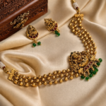antique-gold-beaded-temple-necklace-set-with-ruby-drop-earrings